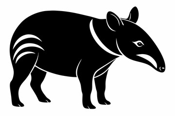 tapir line art silhouette vector illustration