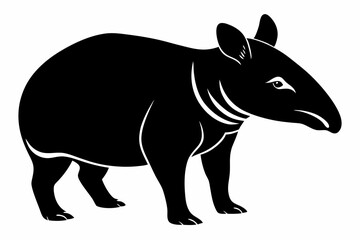 tapir line art silhouette vector illustration