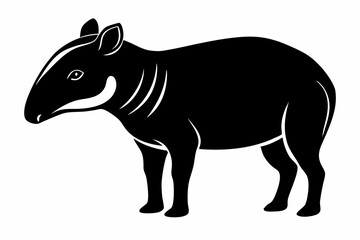 tapir line art silhouette vector illustration