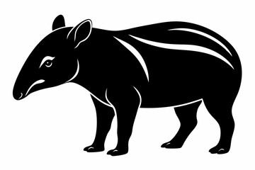 tapir line art silhouette vector illustration