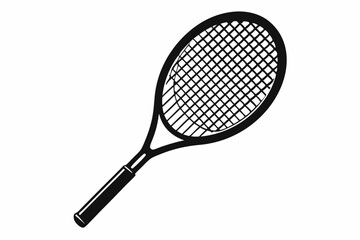 tennis racket line art silhouette vector illustration