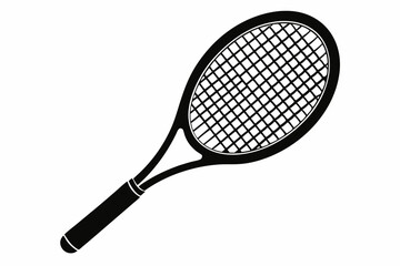 tennis racket line art silhouette vector illustration