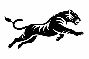 tiger running line art silhouette vector illustration