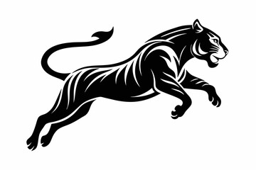 tiger running line art silhouette vector illustration