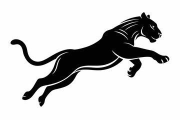 tiger running line art silhouette vector illustration