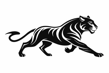 tiger running line art silhouette vector illustration