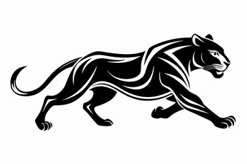 tiger running line art silhouette vector illustration