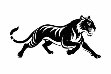 tiger running line art silhouette vector illustration