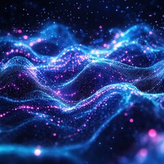 Ethereal wave of glowing particles in a dark space a mesmerizing display of cosmic energy and light