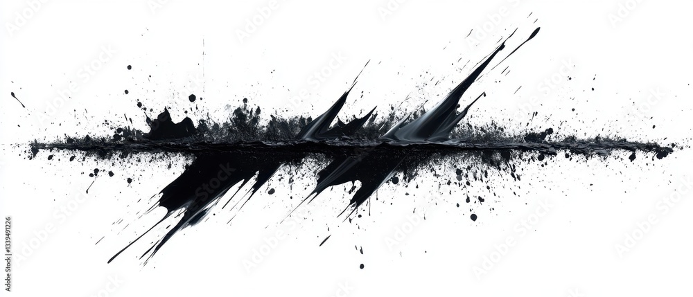 Poster dramatic black ink splash on white canvas creating dynamic abstract art with bold contrast and artis
