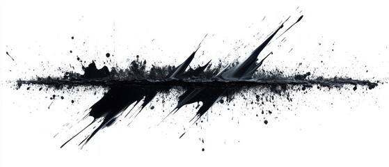 Naklejka premium Dramatic black ink splash on white canvas creating dynamic abstract art with bold contrast and artistic expression for modern design projects