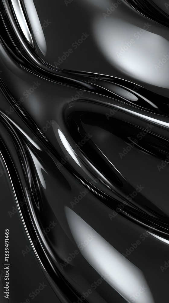 Aufkleber abstract black liquid surface with smooth waves and reflections for modern background design and ele