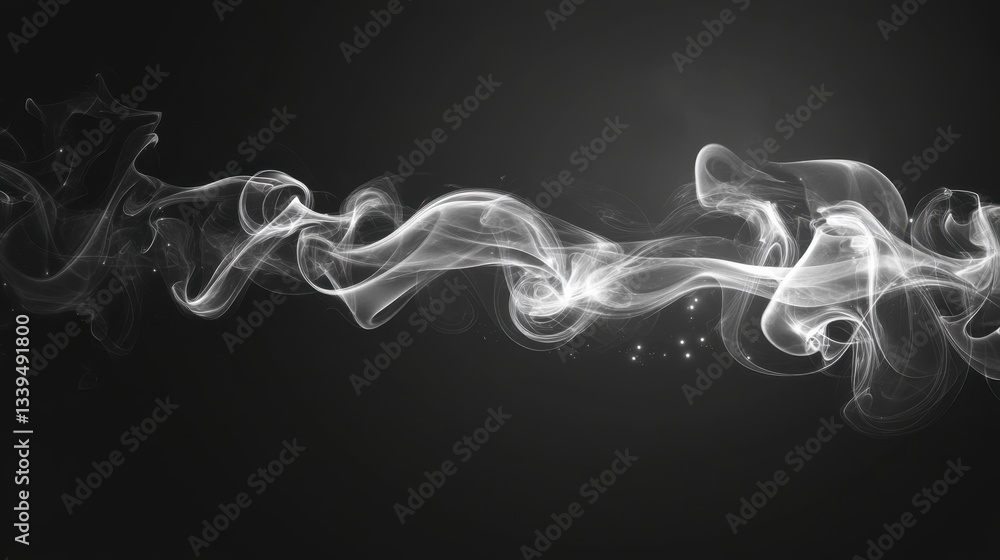 Poster ethereal white smoke trails dance across a dark canvas creating a mesmerizing abstract pattern with 