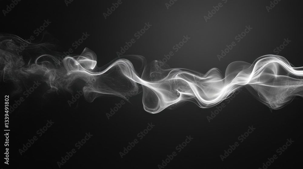 Aufkleber Ethereal smoke swirls gracefully against a dark backdrop creating a mesmerizing abstract pattern with smooth flowing movement and subtle lighting