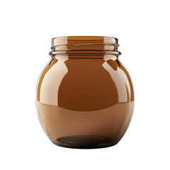Round brown glass jar, transparent background