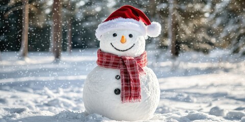 Snowman in Santa Hat and Scarf