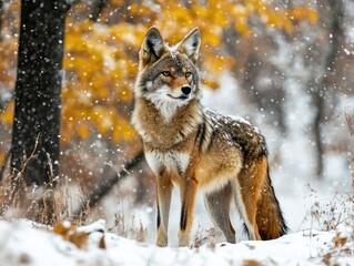 Fototapeta premium Lone Wolf in Snowy Forest