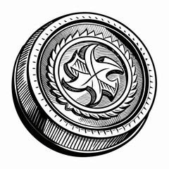 Intricate Monochrome Coin with Celtic Patterns in  Style