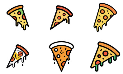 Colorful, Melted Pizza Slice Illustrations