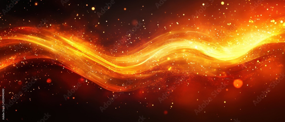 Poster ethereal golden light streaks across a dark cosmic canvas creating a mesmerizing abstract background
