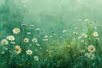 Floral summer background, field with flowers