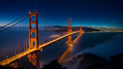 Fototapeta premium Golden Gate Bridge San Francisco America, night 