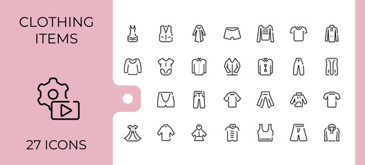 Clothes line icon. Contains such icons as outfit, suit, denim, fashion, tshirt. Trendy minimal icons. Cloth related icon set. Vector illustration. Pixel perfect.