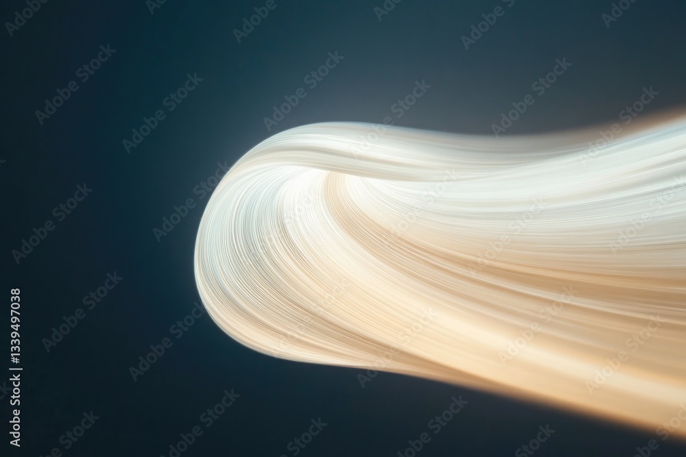 Poster surreal depiction of hourglass dissolving into flowing streams of light symbolizing abstract passage