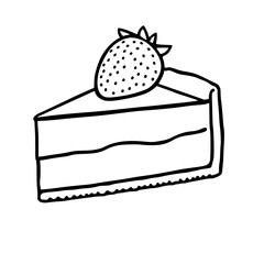 Delicious Strawberry Cake Slice Illustration                                                        