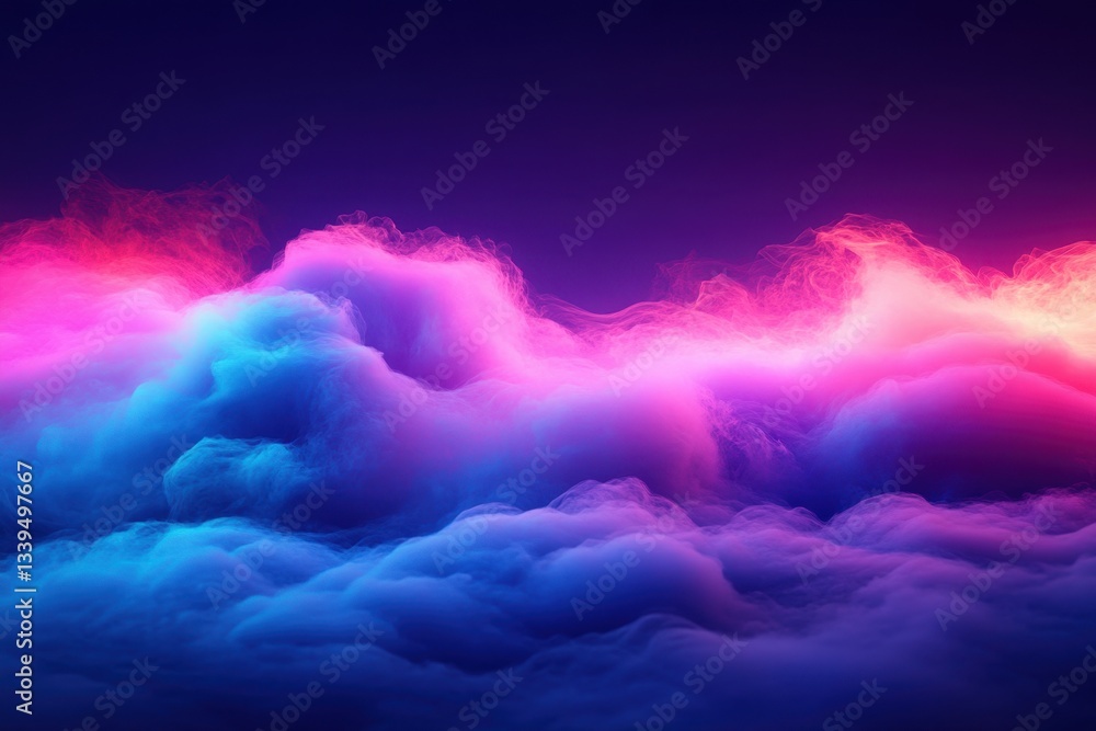 Poster ethereal cloudscape of vibrant colors blending into a surreal dreamlike scene with a dark background