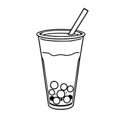 Boba Tea Line Art Illustration  Simple Design                                                       