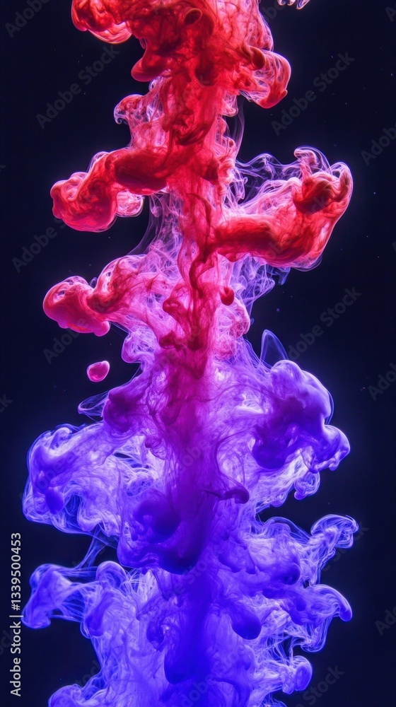 Aufkleber ethereal dance of red and purple ink in dark water creating abstract shapes and captivating visual h