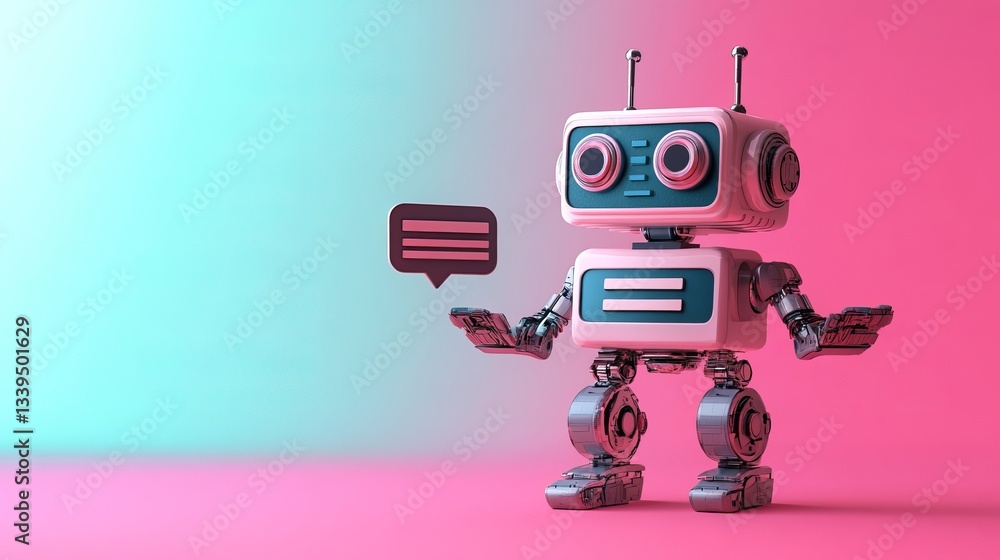 Poster 3d chatbot vector illustration bringing online communication to life cheerful robot with a dialog bo