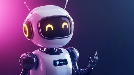 3D chatbot vector illustration bringing online communication to life Cheerful robot with a dialog box ideal for virtual assistant themes