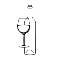 Wine Bottle and Glass: A Simple Elegant Design                                                     
