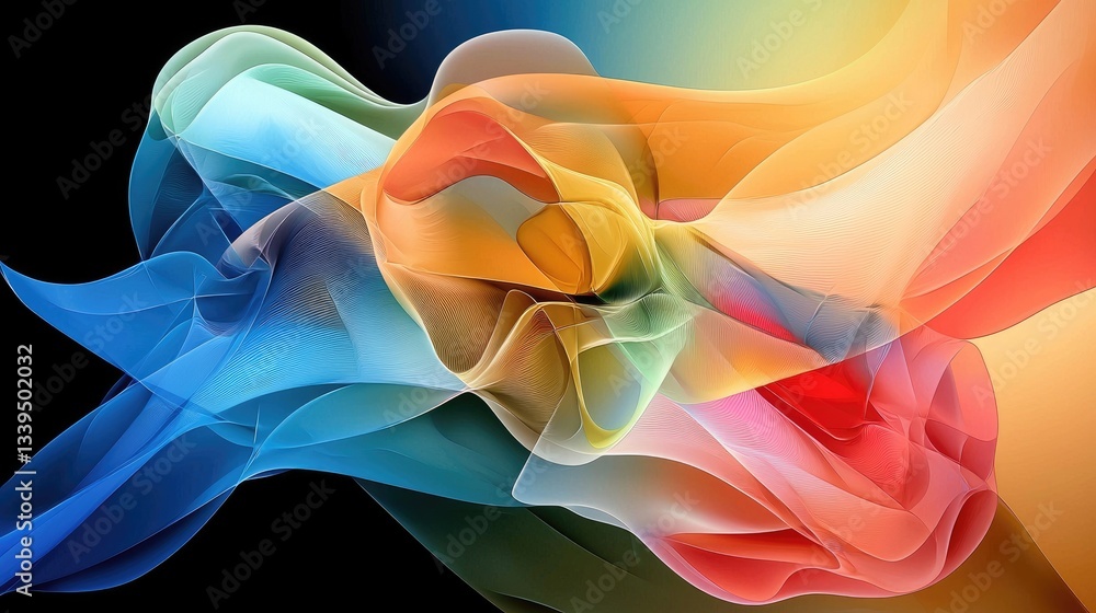 Poster a mesmerizing digital art background with a fluid blend of multiple vibrant colors.