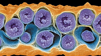 Microscopic view of cells in a row.