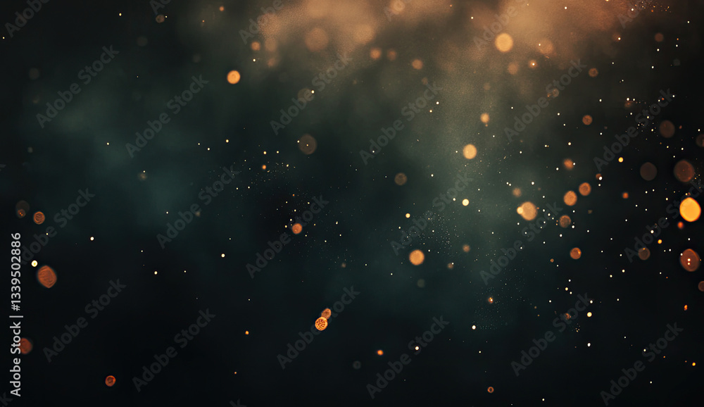 Aufkleber dark background with golden bokeh lights abstract design texture