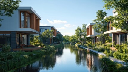 Obraz premium River flowing through lush green forest