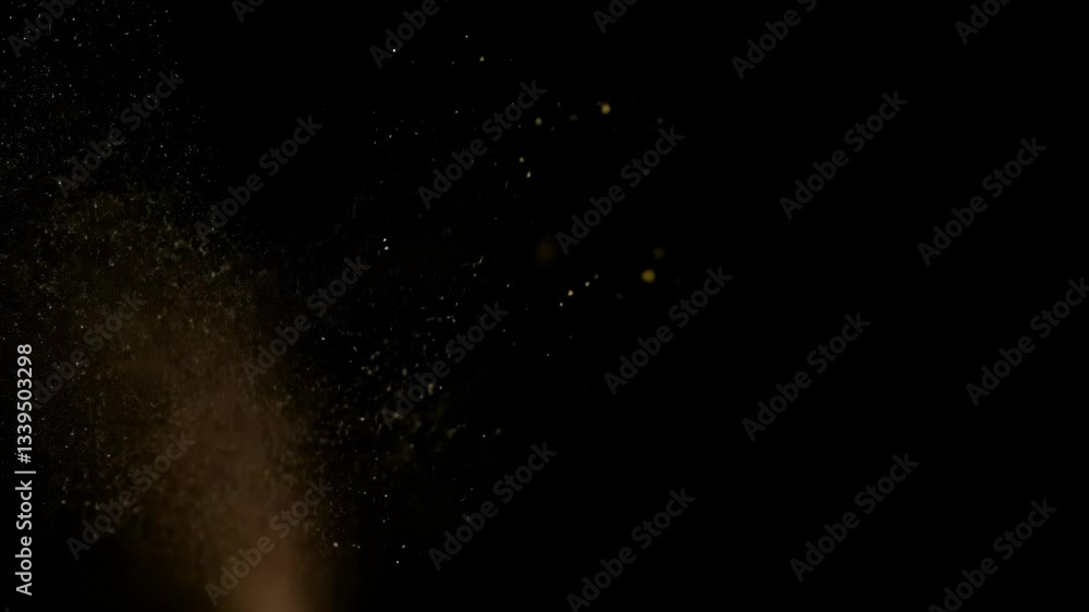 Poster Abstract dynamic cloud of dust particles dispersing against black background in explosion