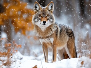 Obraz premium Wolf in snowy forest