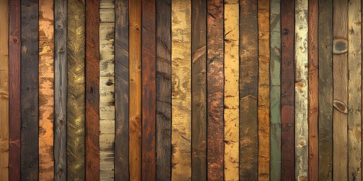 Colorful vertical wooden planks arranged as a decorative wall background - Powered by Adobe