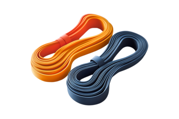 Flexible Fitness Exercise Bands Isolated on White and Transparent Background PNG Image.