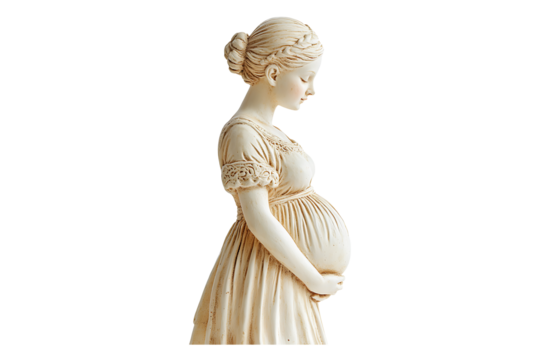Greek sculpture pregnant woman statue figurine art Isolated on White and Transparent Background PNG Image. - Powered by Adobe