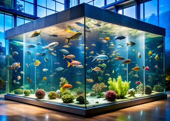 Vibrant Tropical Fish in a Modern Aquarium