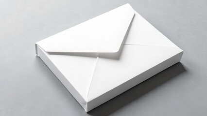 Mockup, The white envelope lies on the gray table, the view from above