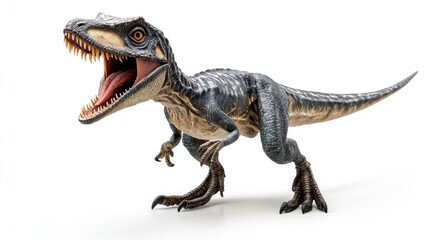 Fototapeta premium Realistic Dinosaur Model on White Background for Educational Use and Display Purposes