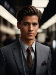 Fototapeta premium Photorealistic depiction of a young businessman