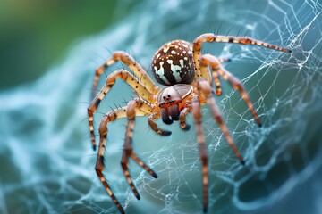 Octopus Spider Weaving Intricate Patterns on a Woven Web Amidst a Natural Background During Daylight Hours Generative AI