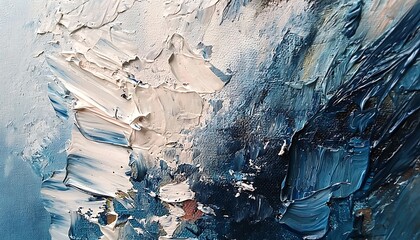 Textured blue acrylic painting on canvas, showcasing deep layers and dynamic brush strokes, ideal for modern art galleries or sophisticated interior designs.